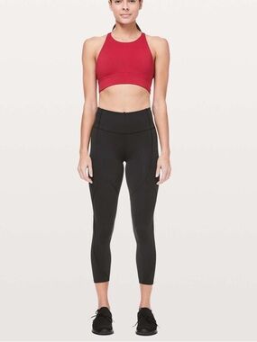 lululemon athletica Black Cropped High-Rise Performance Tights